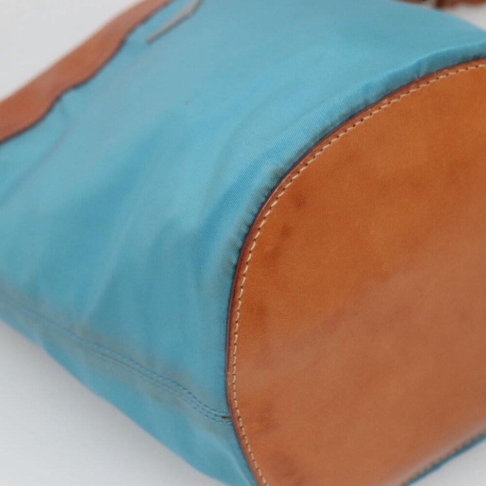 Authentic PRADA Shoulder Bag Nylon Leather Silver Blue - Picture 7 of 16